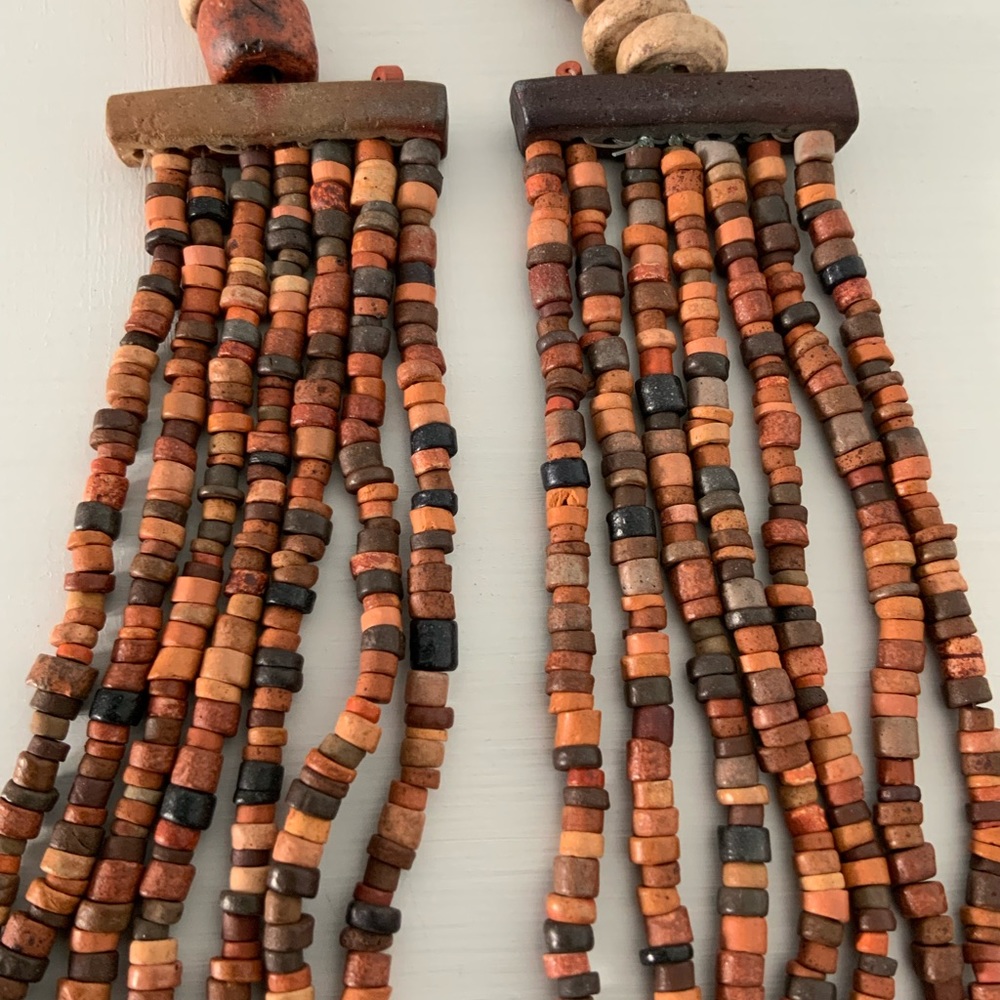 Handmade Ceramic Bead 7 Strand Necklace - Vintage